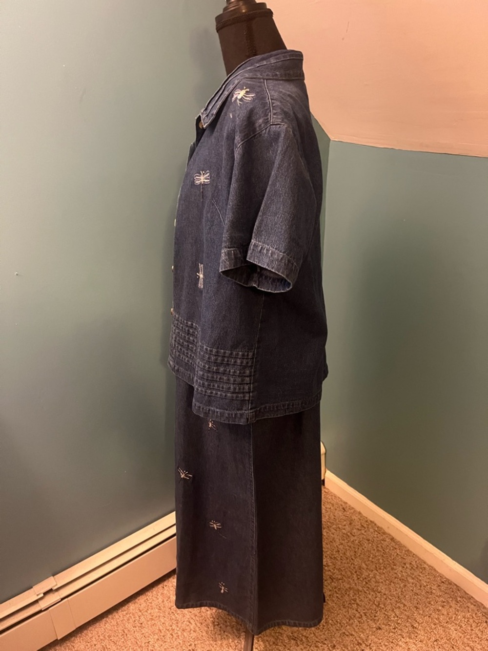 Vintage PTNY Denim Dragonfly Dress and Jacket Set Size Large - Picture 7 of 12